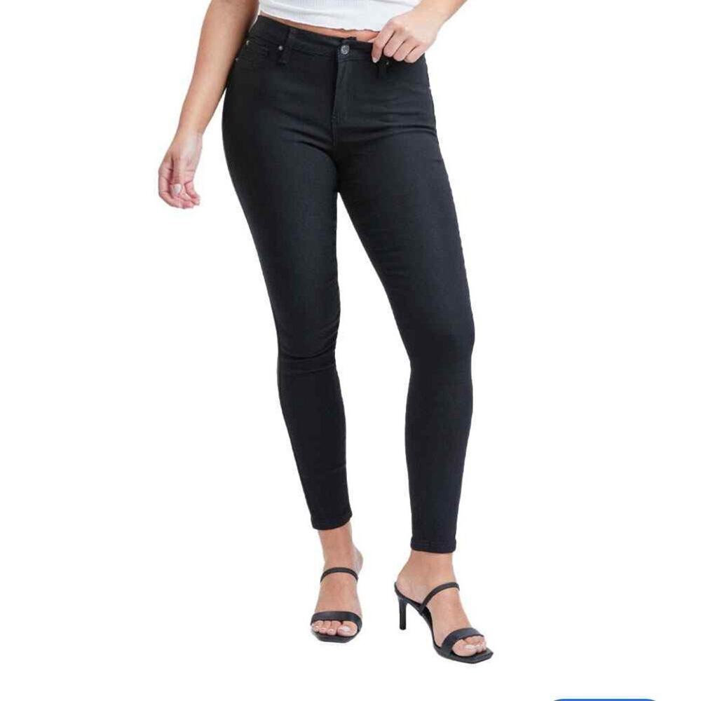 YMI Women's Black Size 1 Dark Denim Jeans 3 button Mid Rise